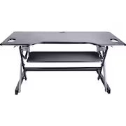 XL adjustable desk riser: spacious, ergonomic, sturdy, portable, height-customizable, sleek.